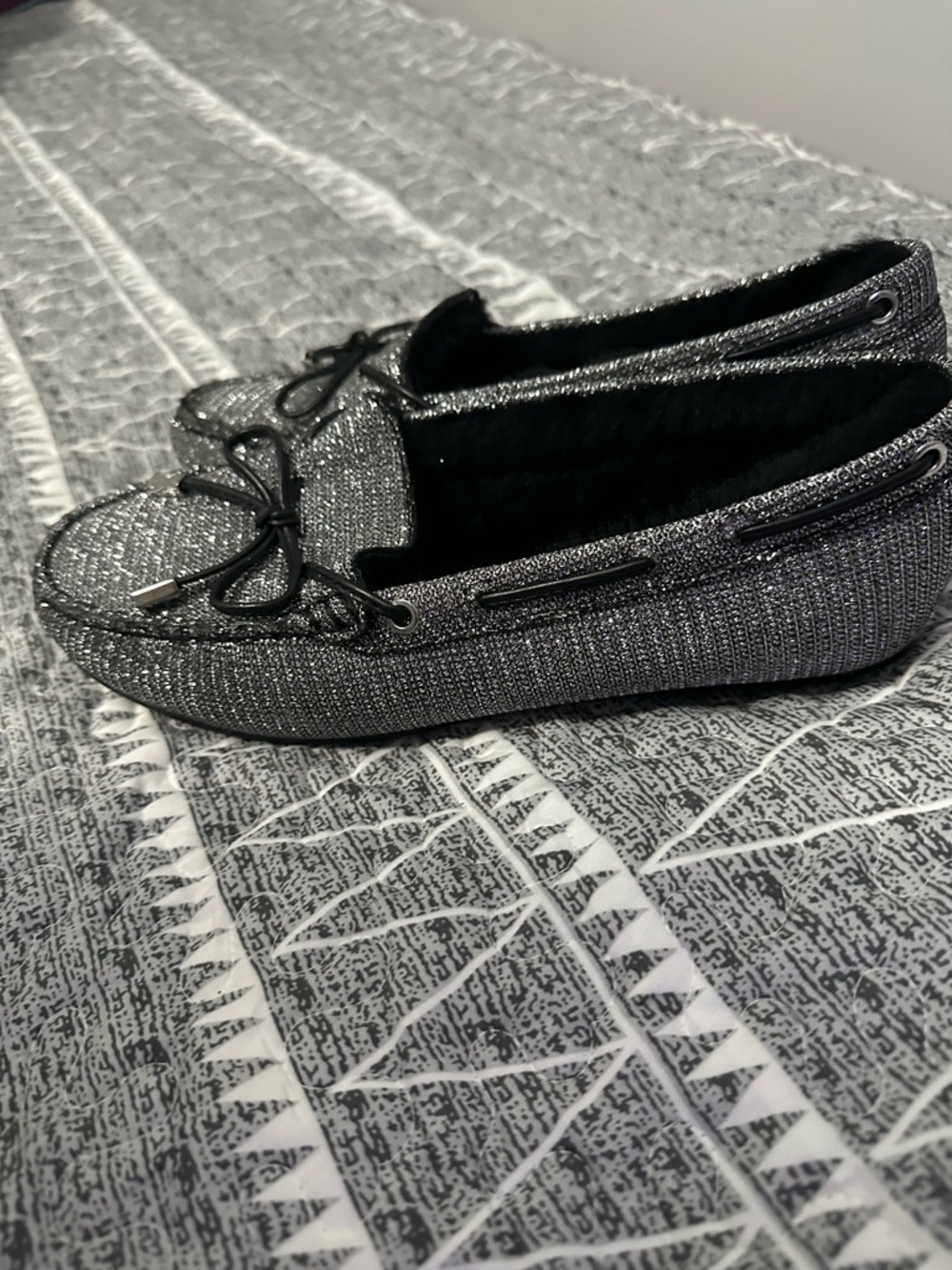 Michael Kors Sparkle Loafers Silver Metallic Ballet Flats Size 7.5 Y2K - Picture 4 of 11